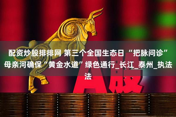 配资炒股排排网 第三个全国生态日 “把脉问诊”母亲河确保“黄金水道”绿色通行_长江_泰州_执法